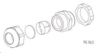 Cable grommet (PG16/4), for the output of 4 patchcords d\u003d3mm