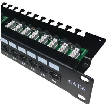 DATACOM Patch panel 19" UTP 24 port CAT6 LSA 1U BK (3x8p) upper notch/VL