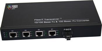 Fiber Arsenal optický 100M konvertor 100WSC25SB4P, WDM, SM, SC, 1550nm, 25 km, 4x RJ-45