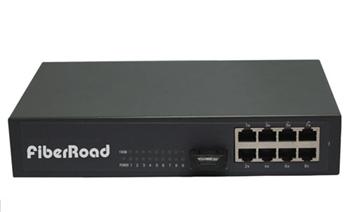 FiberRoad 1fx + 8 tp fiber switch (10/ 100M Single-mode WDM 1550/1310nm 20km)