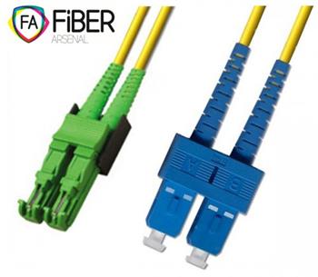 Optický patchcord, 9/125,E2000/APC-SC/PC, SM, duplex, 2m