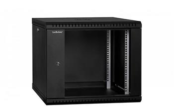 RACK LanTechnic, 19", 9U, 600x600mm, glass door, wall-mounted, one-piece, black