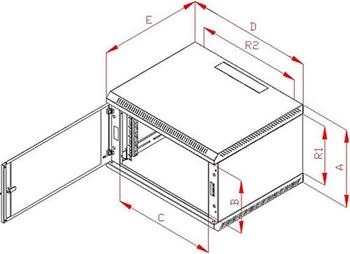 RACK Triton, 19", 15U, 600x500mm, wall-mounted-RBA-15-AS5-CAX-A1