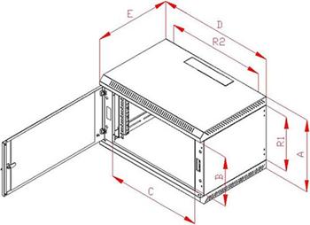 RACK Triton, 19", 6U, 600x400mm, wall-mounted-RBA-06-AS4-CAX-A1